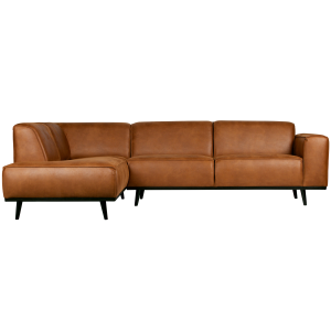 WOOOD hoekbank links Statement – Ecoleer – Cognac – 77x274x210 WOOOD hoekbank links Statement – Ecoleer – Cognac – 77x274x210