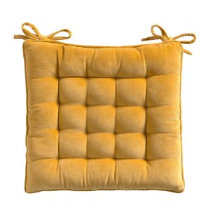 Calma House Stoelkussen Velour – Mosterd – 40x40x4 Calma House Stoelkussen Velour – Mosterd – 40x40x4