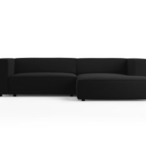 Cosmopolitan Design rechter hoekbank Arendal 3-zits, flueel, zwart – 1 Cosmopolitan Design rechter hoekbank Arendal 3-zits, flueel, zwart – 1