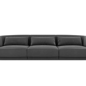 Cosmopolitan Design Bank Tulum 3-zits, flueel, grijs – 90x255x70cm Cosmopolitan Design Bank Tulum 3-zits, flueel, grijs – 90x255x70cm