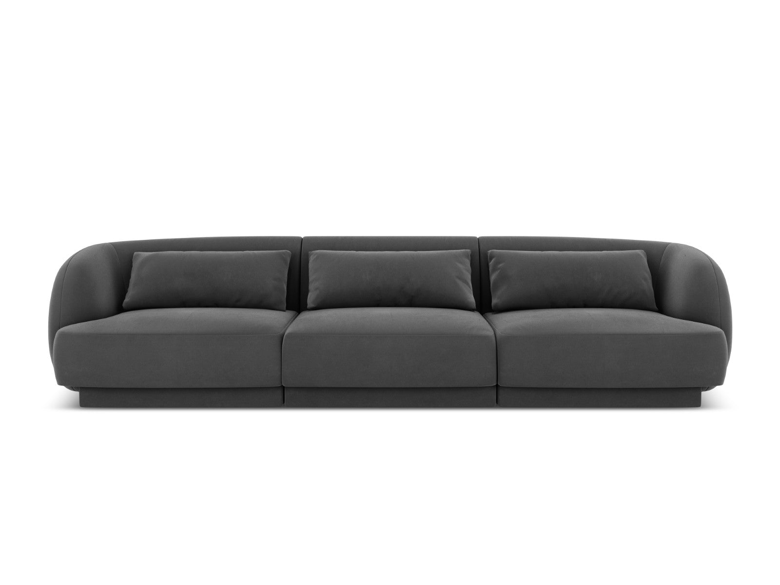 Cosmopolitan Design Bank Tulum 3-zits, flueel, grijs - 90x255x70cm
