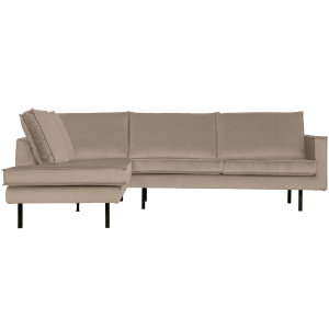 WOOOD hoekbank links Rodeo – Velvet – Khaki – 85x266x86/213
