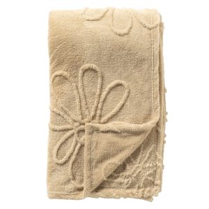 BLENDA – plaid 150×200 cm – bloemenreliëf – Sandshell – bruin BLENDA – plaid 150×200 cm – bloemenreliëf – Sandshell – bruin