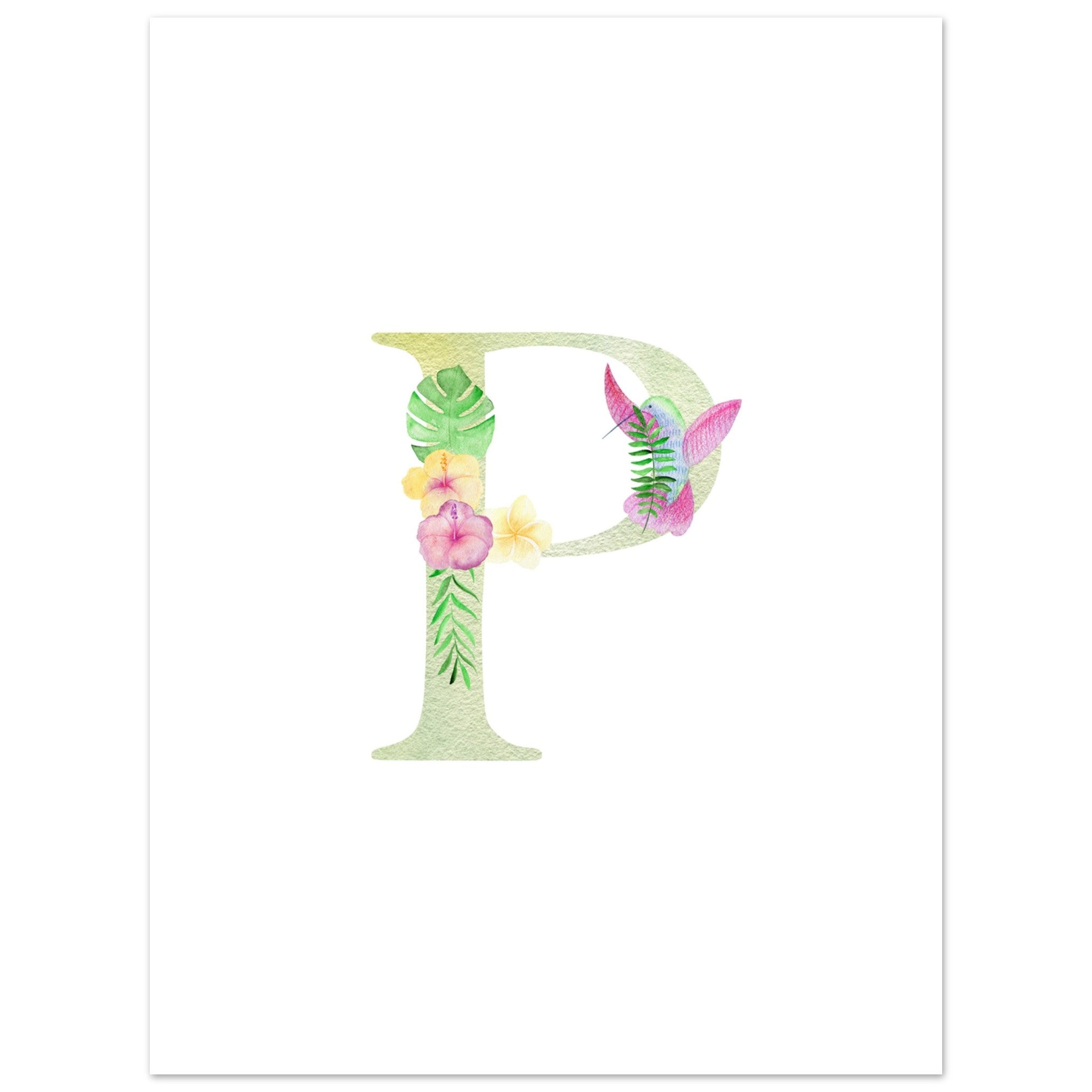 Artfulprints Poster Letter P kindernaam - 30x40 cm - Meerkleurig