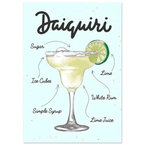 Artfulprints Daiquiri cocktail – Illustratie poster 70×100 cm Artfulprints Daiquiri cocktail – Illustratie poster 70×100 cm