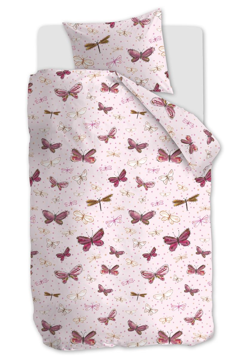 Beddinghouse Kids dekbedovertrek Butterfly Away - 140x200 cm - roze