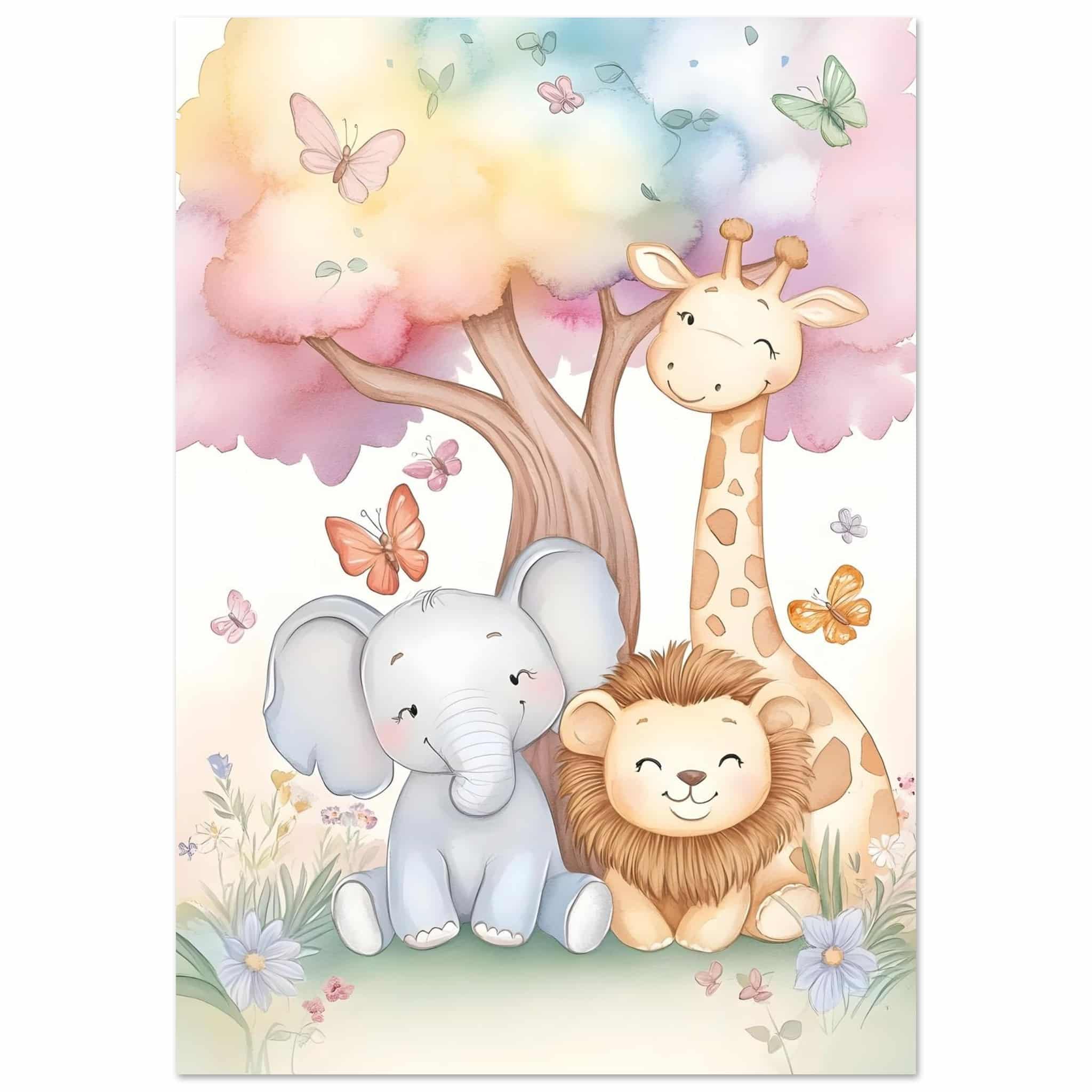 Artfulprints Poster Vrolijke safari familie - 70x100 cm - Meerkleurig