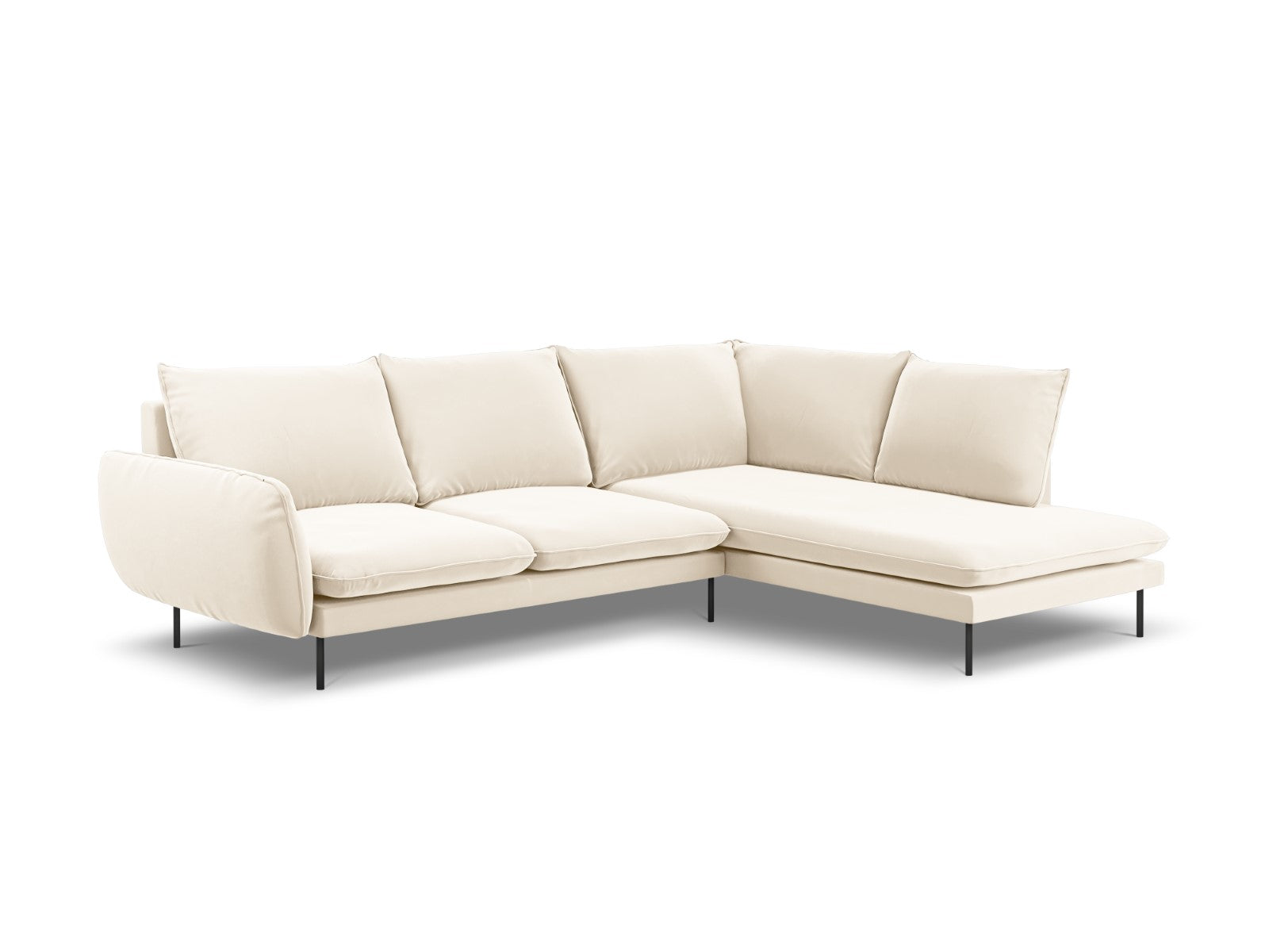 Cosmopolitan Design rechter hoekbank Vienna 6-zits, flueel, lichtbeige