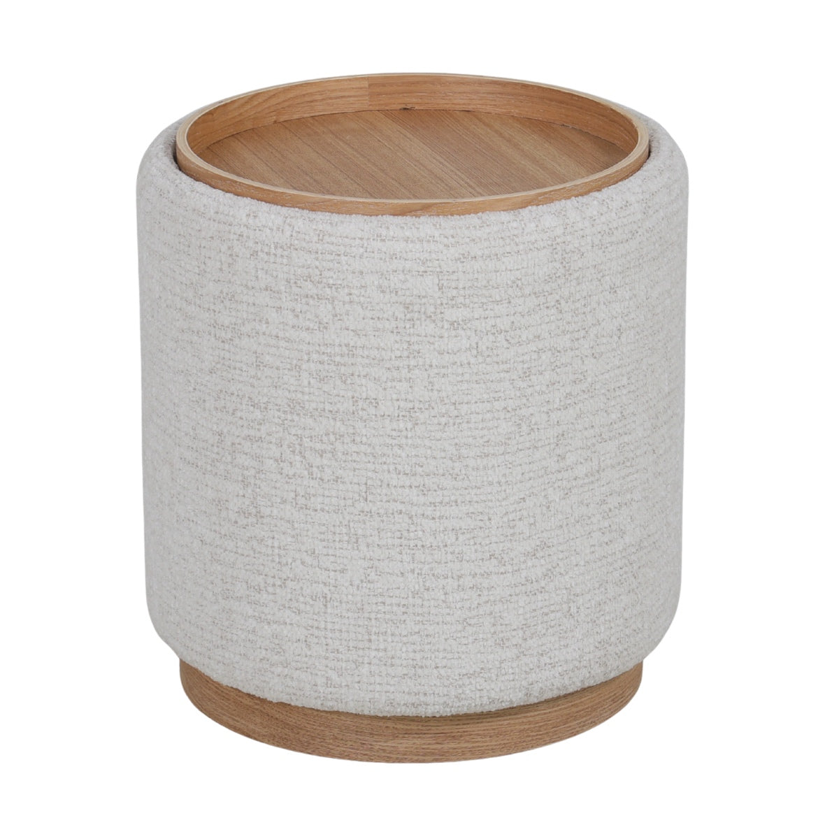 DÉJA Living Bijzettafel Marcia - Rond Beige/Naturel - Incl. Opbergruim