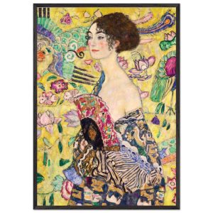 Artfulprints Poster met Lijst Gustav Klimt – Lady with a fan – 70×100 Artfulprints Poster met Lijst Gustav Klimt – Lady with a fan – 70×100