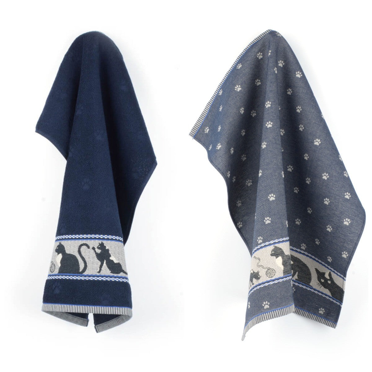Luxe Keukendoek en Theedoek Kat Donkerblauw - Bunzlau Castle - 100% bi