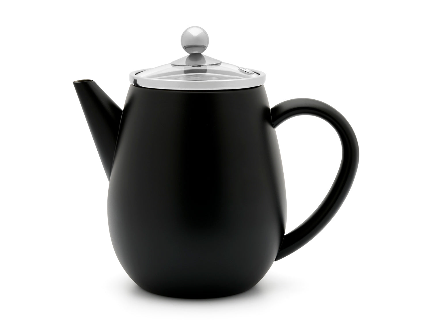 Bredemeijer - Dubbelwandige theepot Eva - 0,5 liter - Mat zwart - Met
