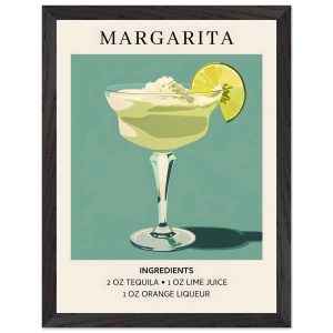 Artfulprints Poster met Lijst Margarita cocktail – Ingrediënten – 30×4 Artfulprints Poster met Lijst Margarita cocktail – Ingrediënten – 30×4