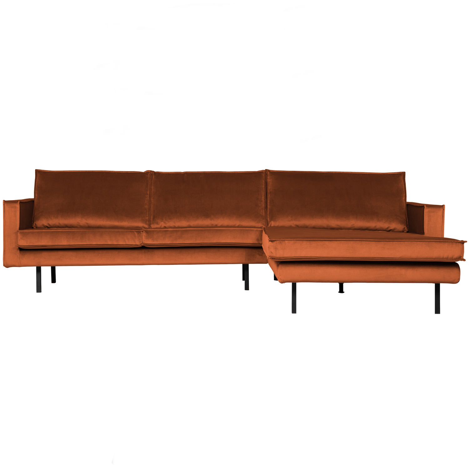 WOOOD chaise longue rechts Rodeo - Velvet - Roest - 85x300x86/155