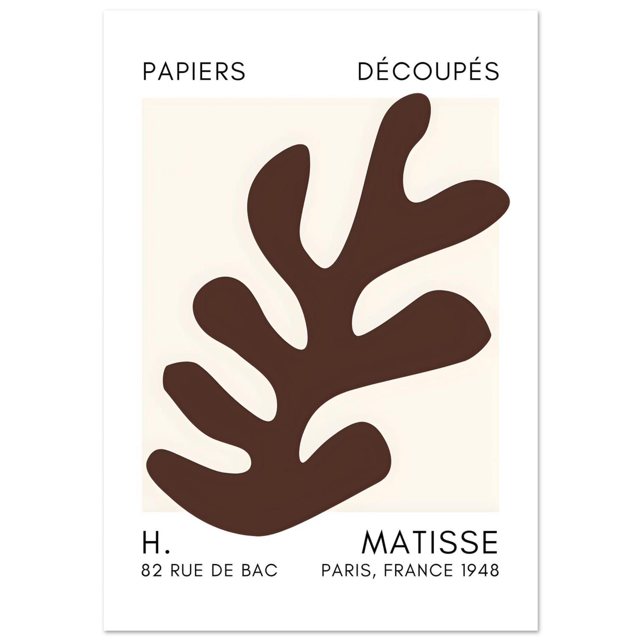 Artfulprints Poster Matisse – Ocean petals brown - 70x100 cm - Bruin