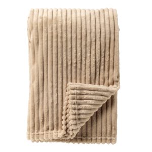 MARTHY – Plaid 140×180 cm – zacht ribfluweel – Pumice Stone – Beige MARTHY – Plaid 140×180 cm – zacht ribfluweel – Pumice Stone – Beige