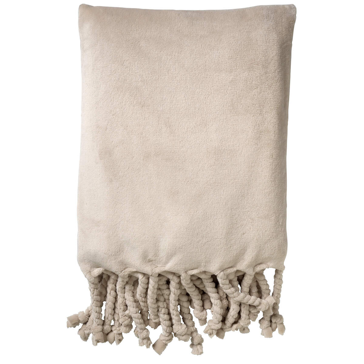 FLORIJN - Plaid 150x200 cm - grote fleece plaid met flosjes - Pumice S