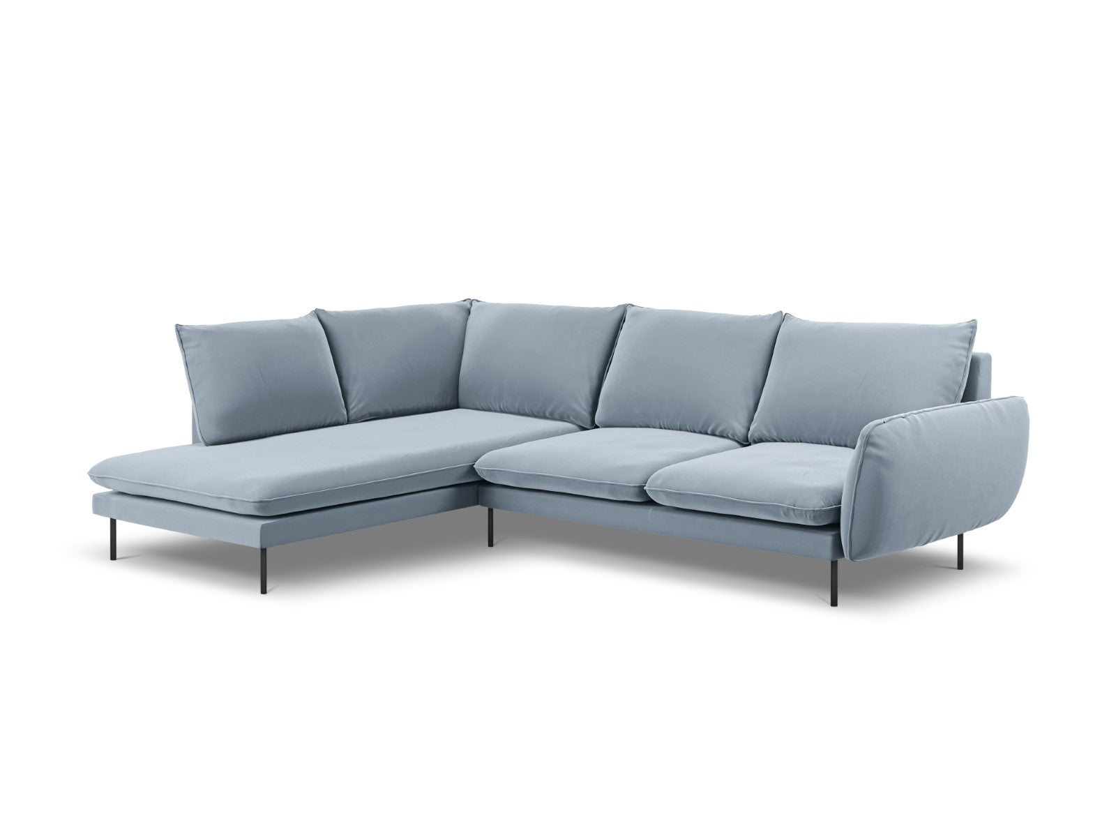 Cosmopolitan Design linker hoekbank Vienna 6-zits, flueel, lichtblauw