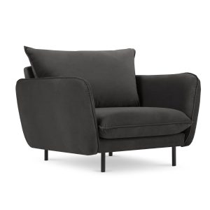 Cosmopolitan Design Fauteuil Vienna flueel, donkergrijs – 94x97x95cm