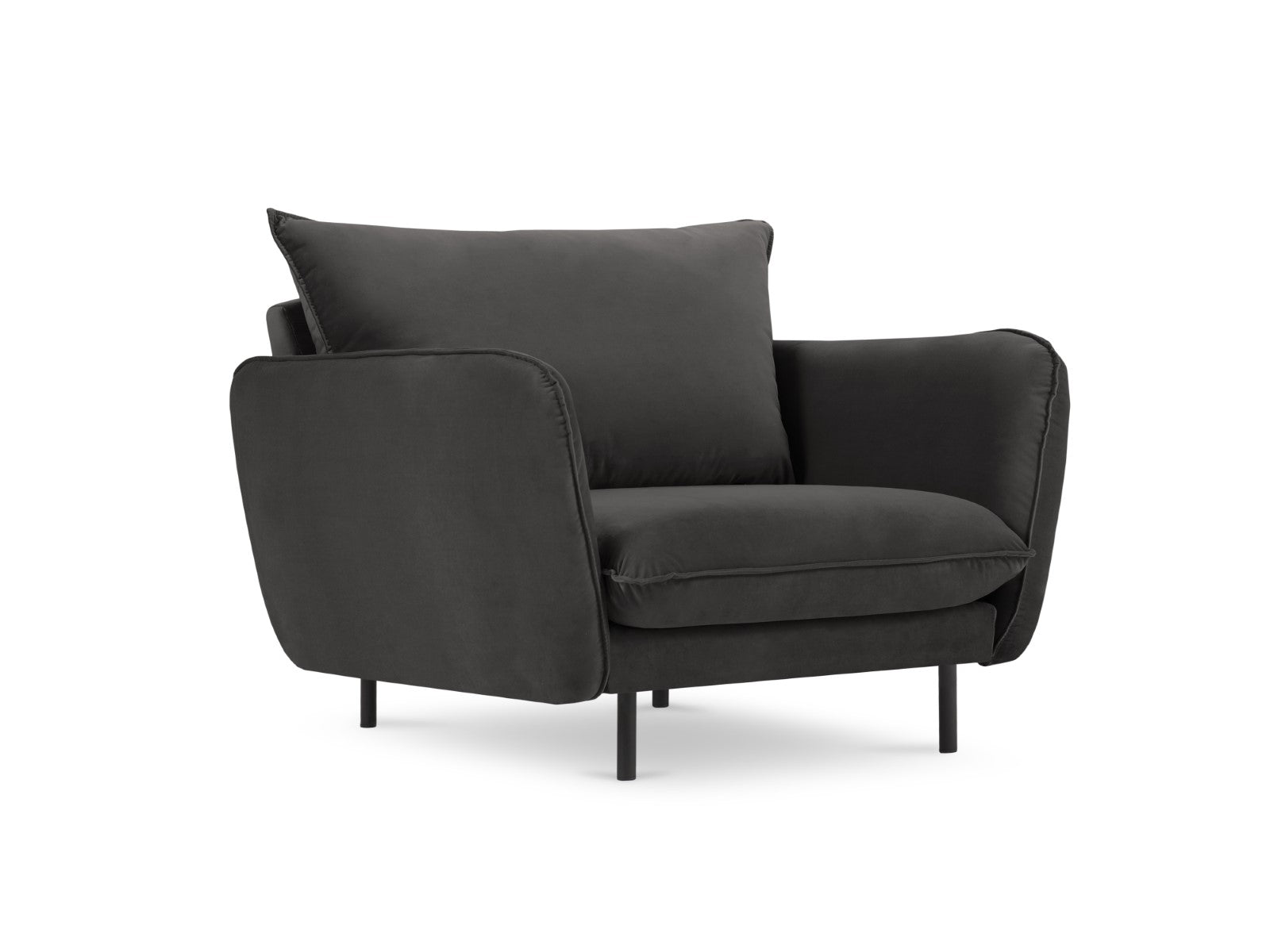 Cosmopolitan Design Fauteuil Vienna flueel, donkergrijs - 94x97x95cm