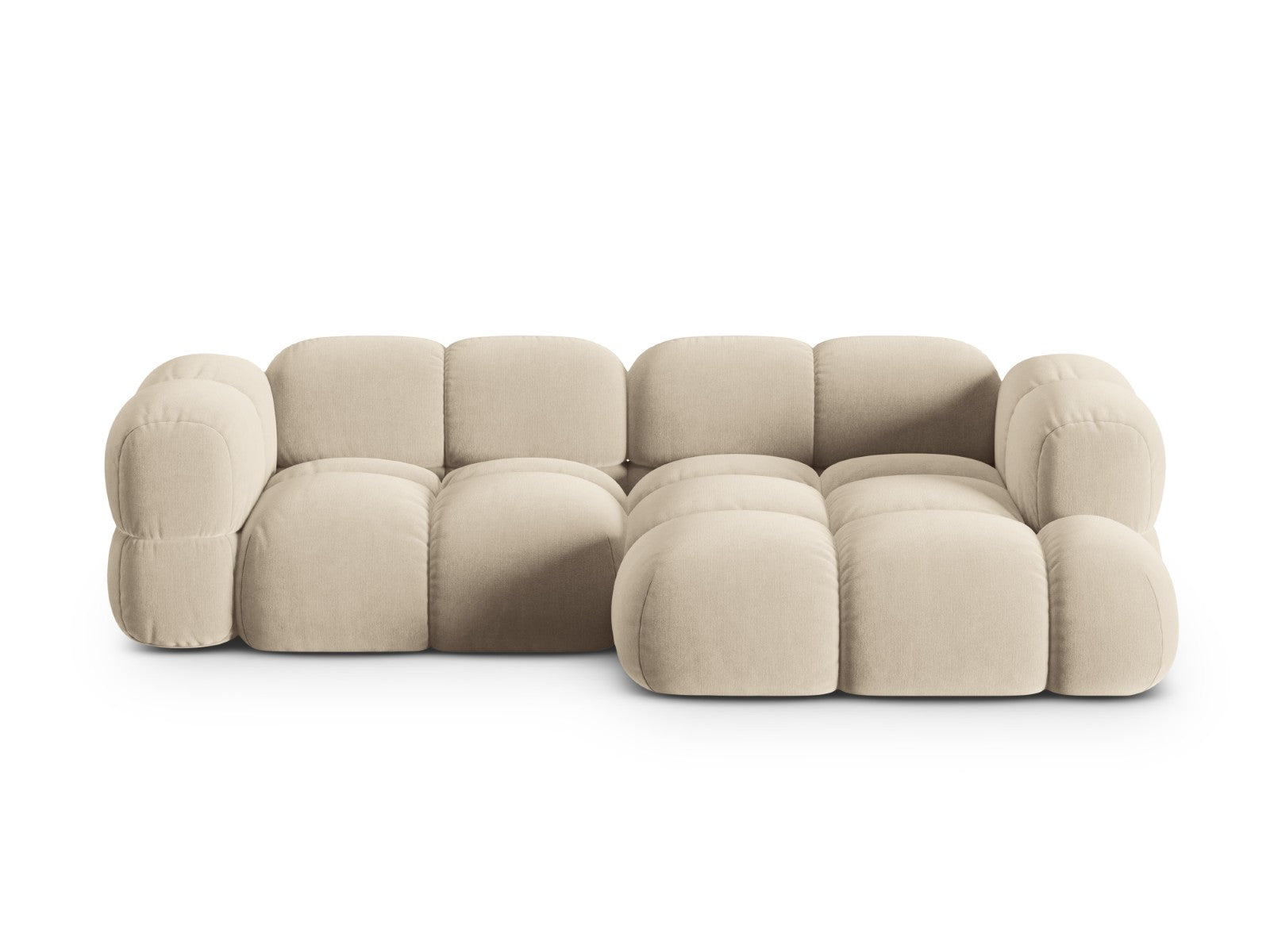 Cosmopolitan Design rechter hoekbank Loretto 3-zits, flueel lichtbeige