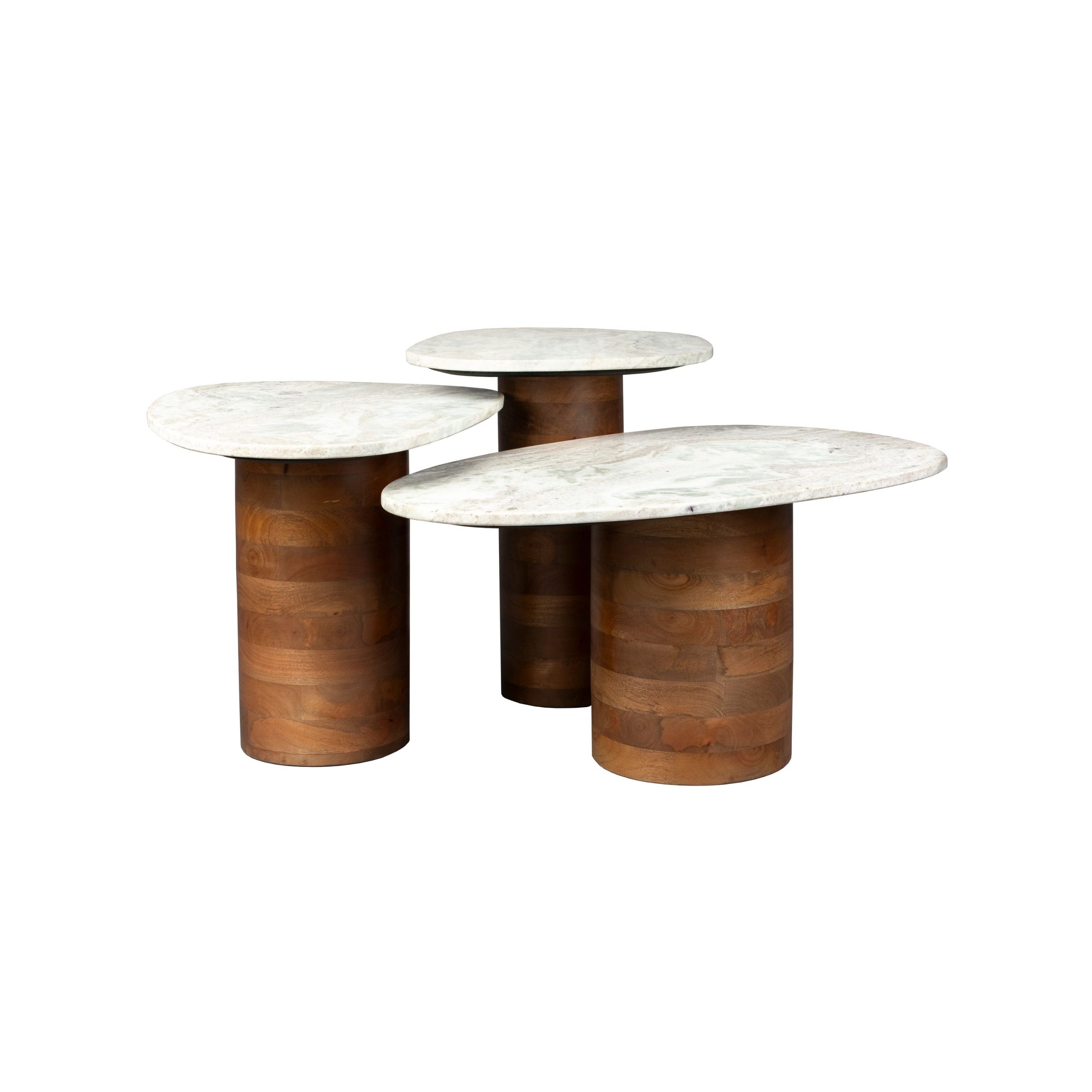 Dutchbone Suki Bijzettafel Organische vorm Marmer/ Hout Wit/ Bruin - S