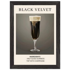 Artfulprints Poster met Lijst Black Velvet cocktail – Ingrediënten – A