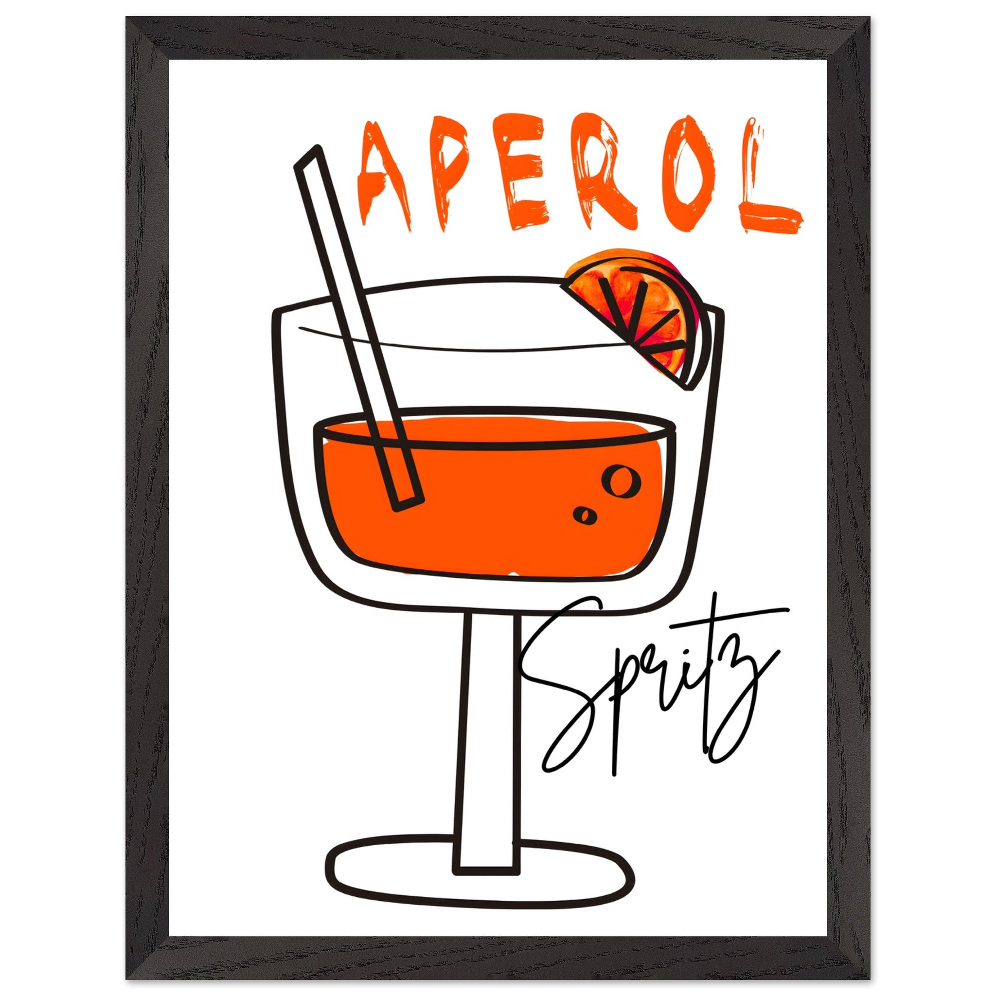 Artfulprints Poster met Lijst Aperol Spritz - Minimalistic - 30x40 cm