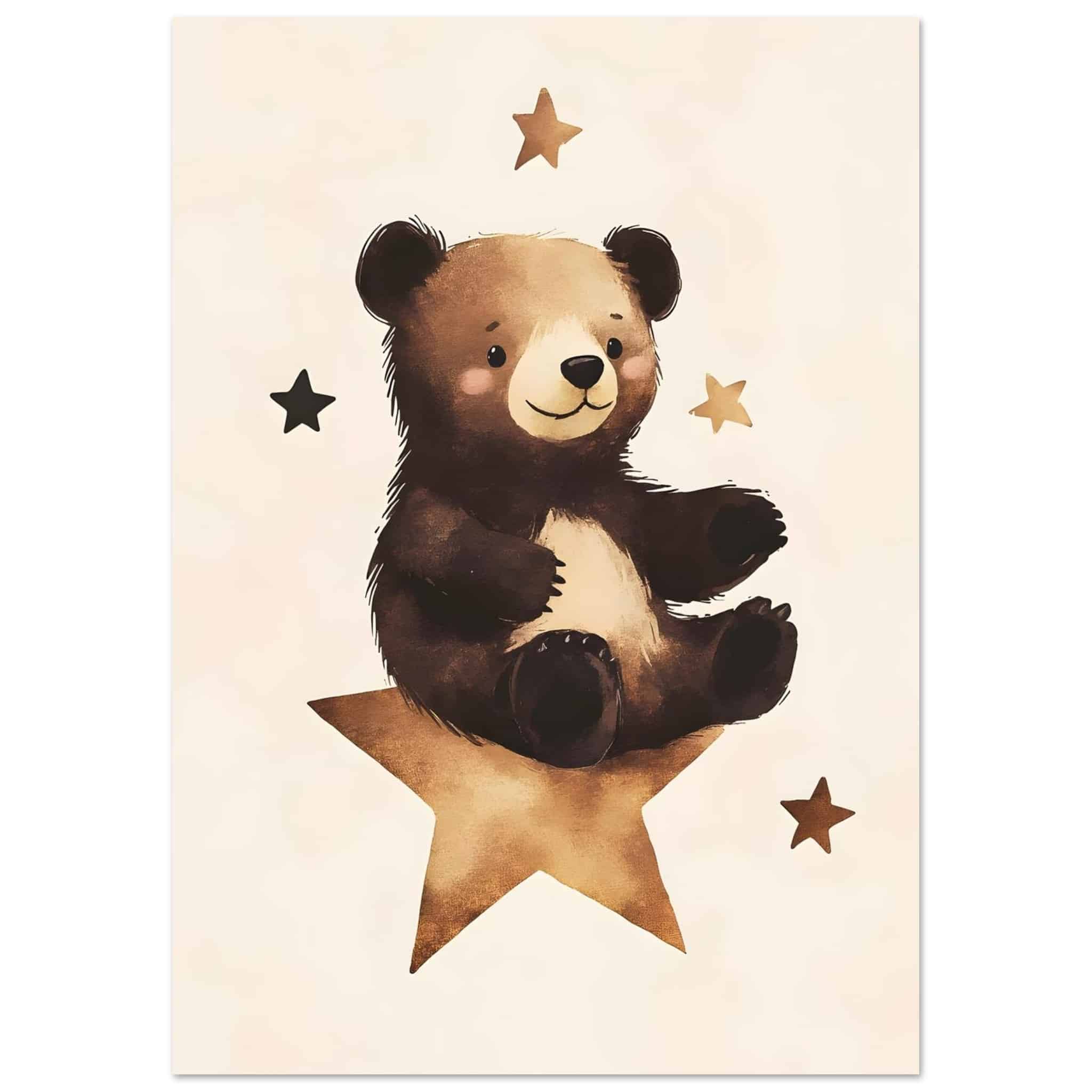 Artfulprints Poster Dromende beer - A4 21x29.7 cm - Bruin