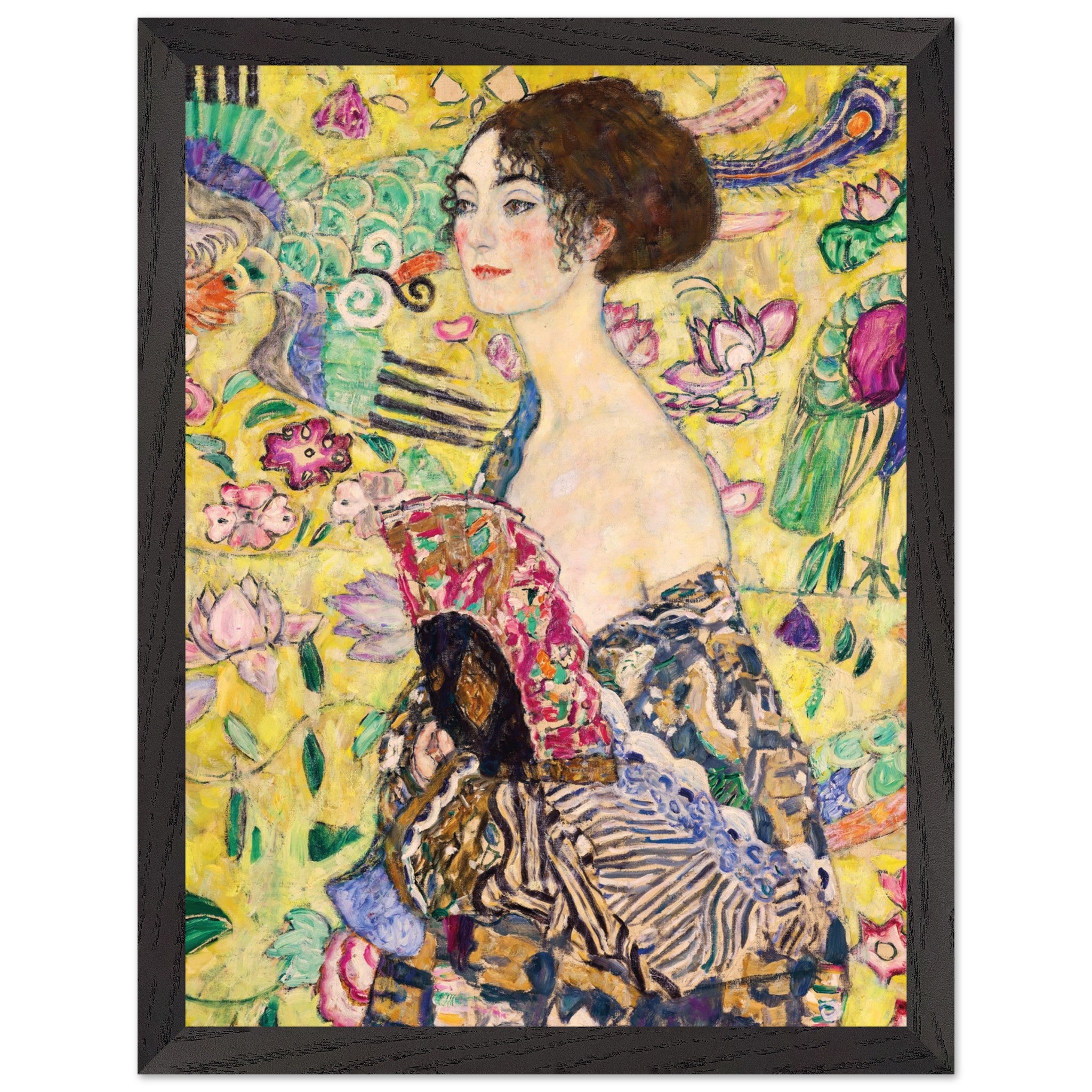 Artfulprints Poster met Lijst Gustav Klimt - Lady with a fan - 30x40 c