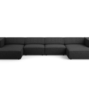 Cosmopolitan Design Panoramische bank Arendal 6-zits, chenille, zwart Cosmopolitan Design Panoramische bank Arendal 6-zits, chenille, zwart