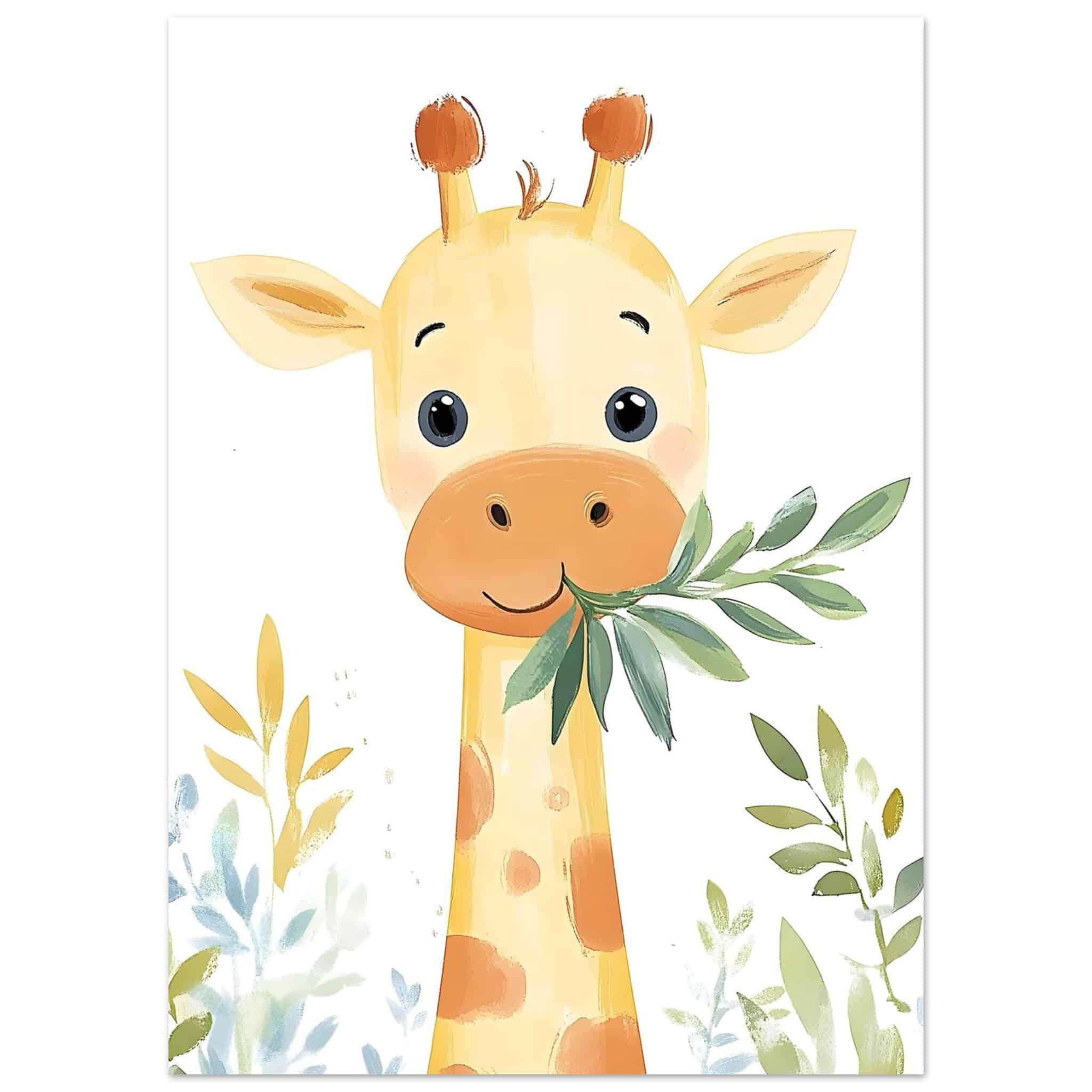 Artfulprints Poster Tropische giraffe - 50x70 cm - Geel