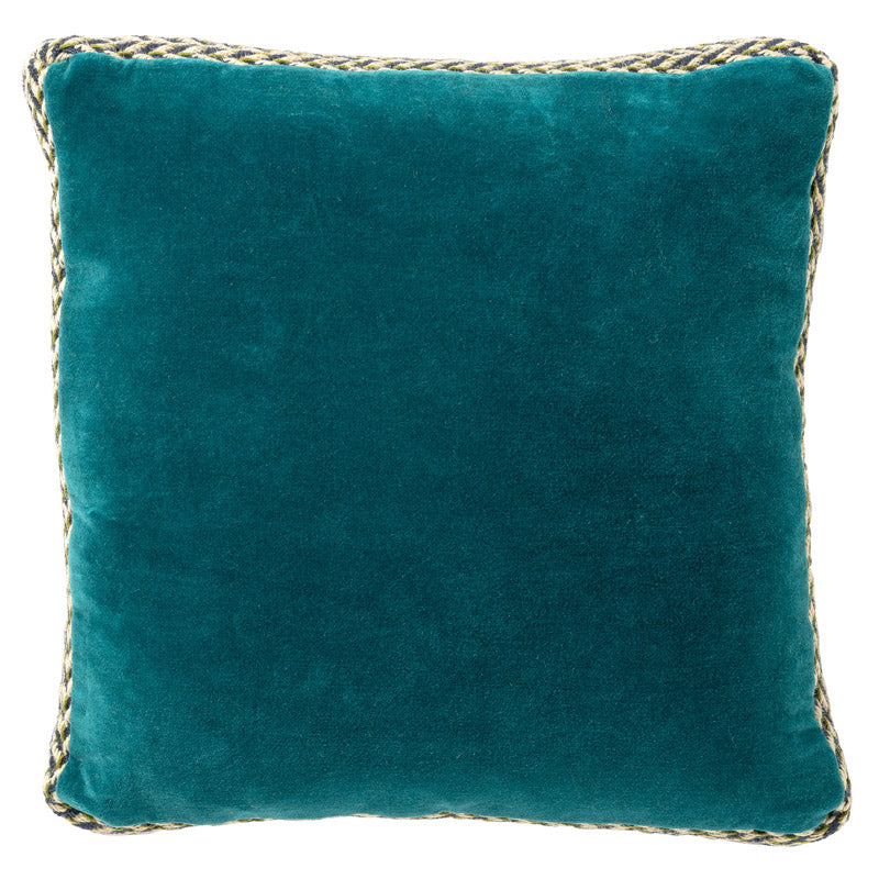 MANOE - kussenhoes 45x45 cm - effen kleur - jute rand - Deep Lake - bl