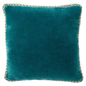MANOE – sierkussen 45×45 cm – effen kleur – jute rand – Deep Lake – bl