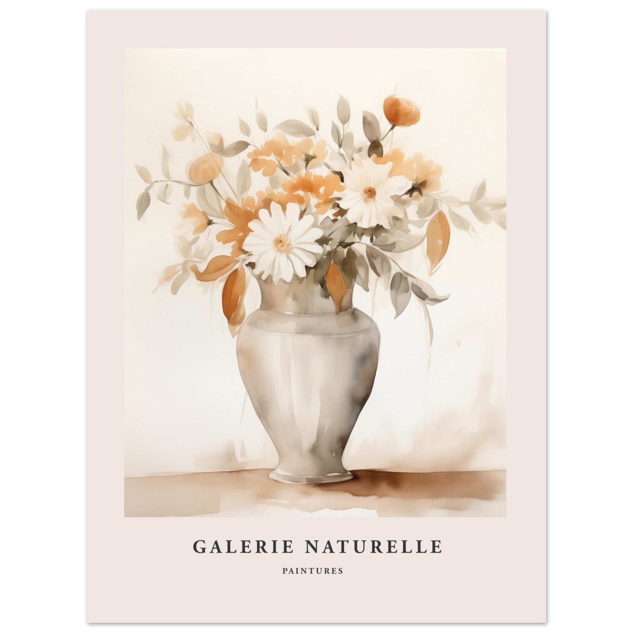 Artfulprints Poster Bloemen in vaas 2 - 30x40 cm - Taupe