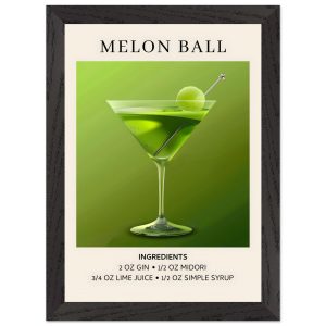 Artfulprints Poster met Lijst Melon Ball cocktail – Ingrediënten – A4 Artfulprints Poster met Lijst Melon Ball cocktail – Ingrediënten – A4