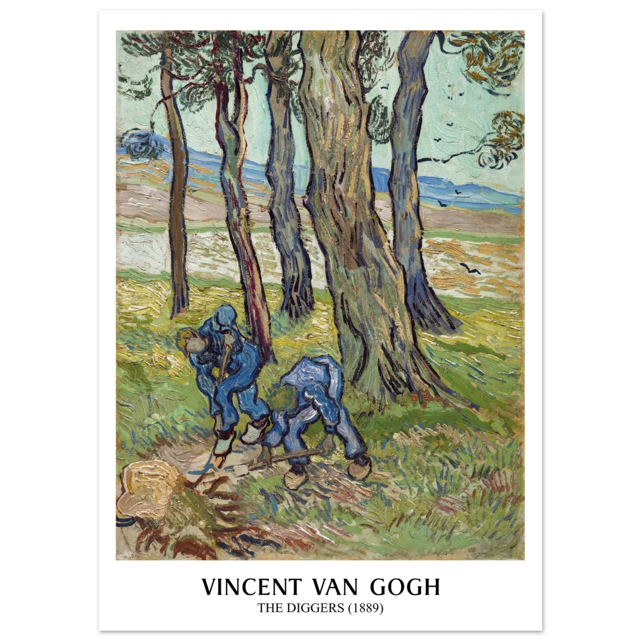 Artfulprints Poster Vincent van Gogh - The diggers - 50x70 cm - Groen