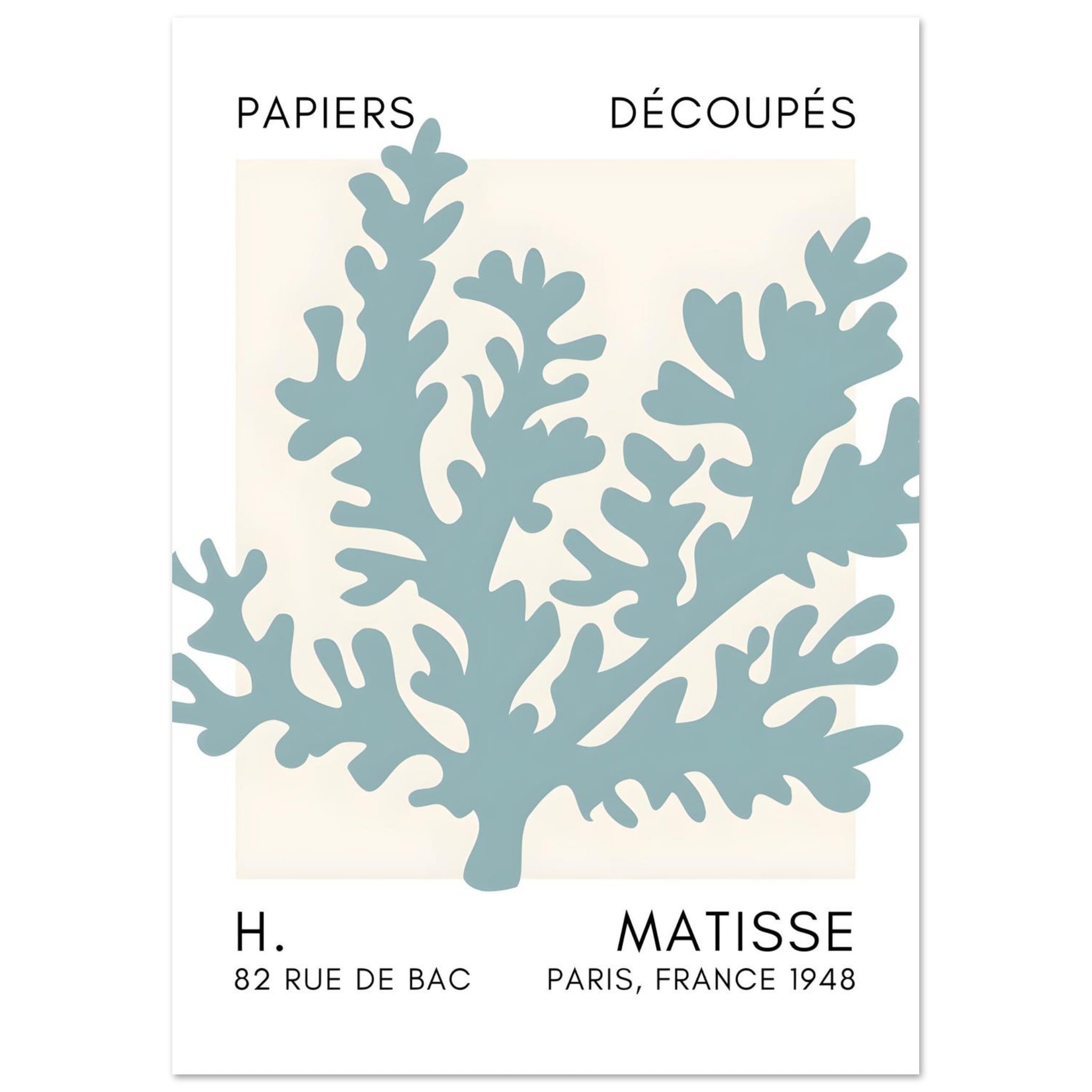 Artfulprints Poster Matisse – Aqua bloom turquoise - A4 21x29.7 cm - T