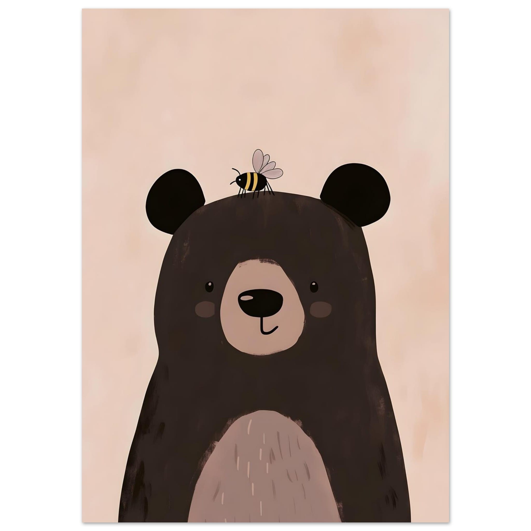 Artfulprints Poster Donkere beer - 50x70 cm - Bruin