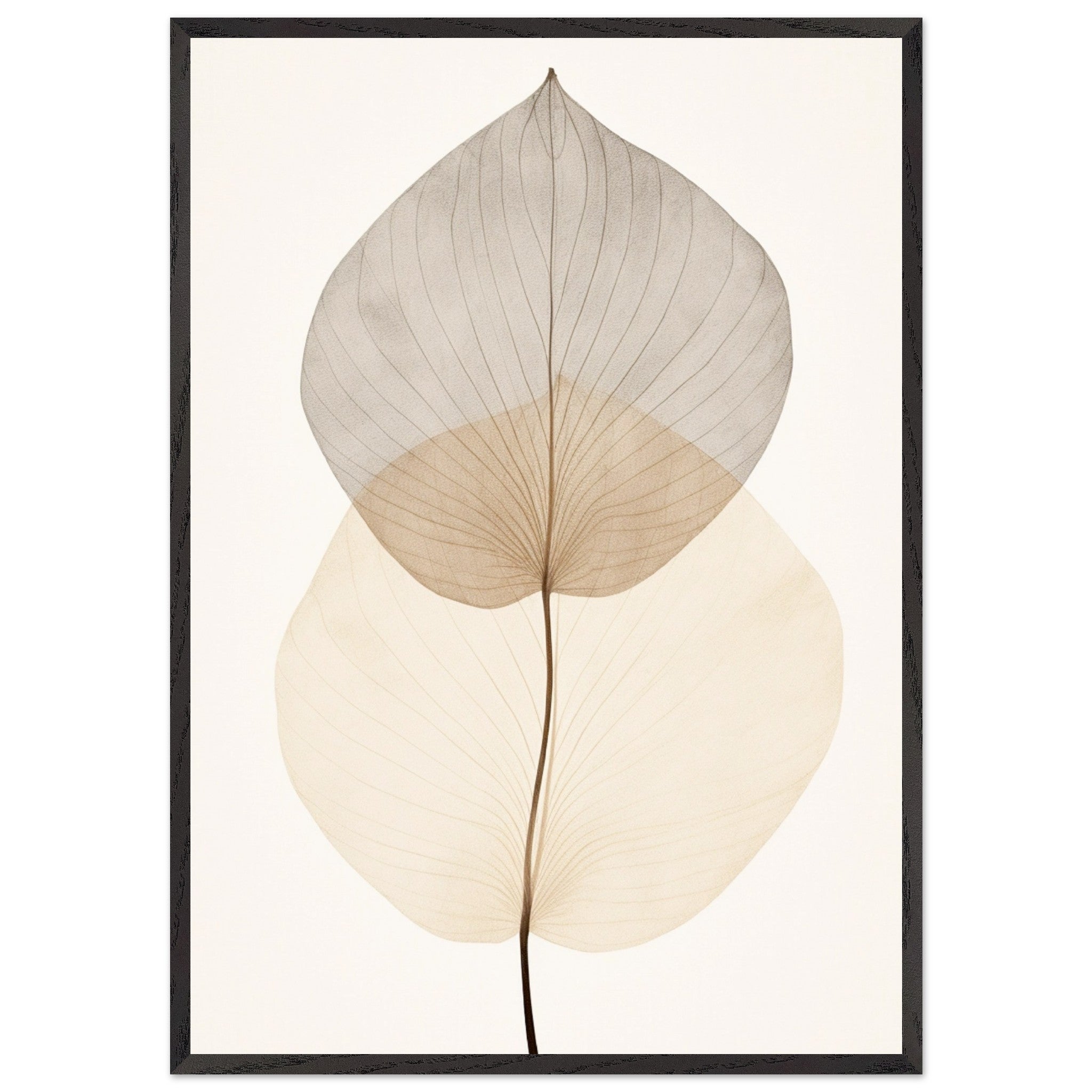 Artfulprints Poster met Lijst Japandi leaf - 70x100 cm - Taupe