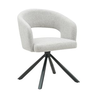 DÉJA Living Eetkamerstoel Elle – Greige Stof – Zithoogte 48cm – Set va