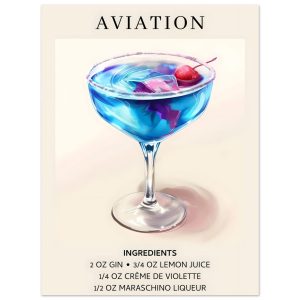 Artfulprints Aviation cocktail – Ingrediënten poster 30×40 cm Artfulprints Aviation cocktail – Ingrediënten poster 30×40 cm