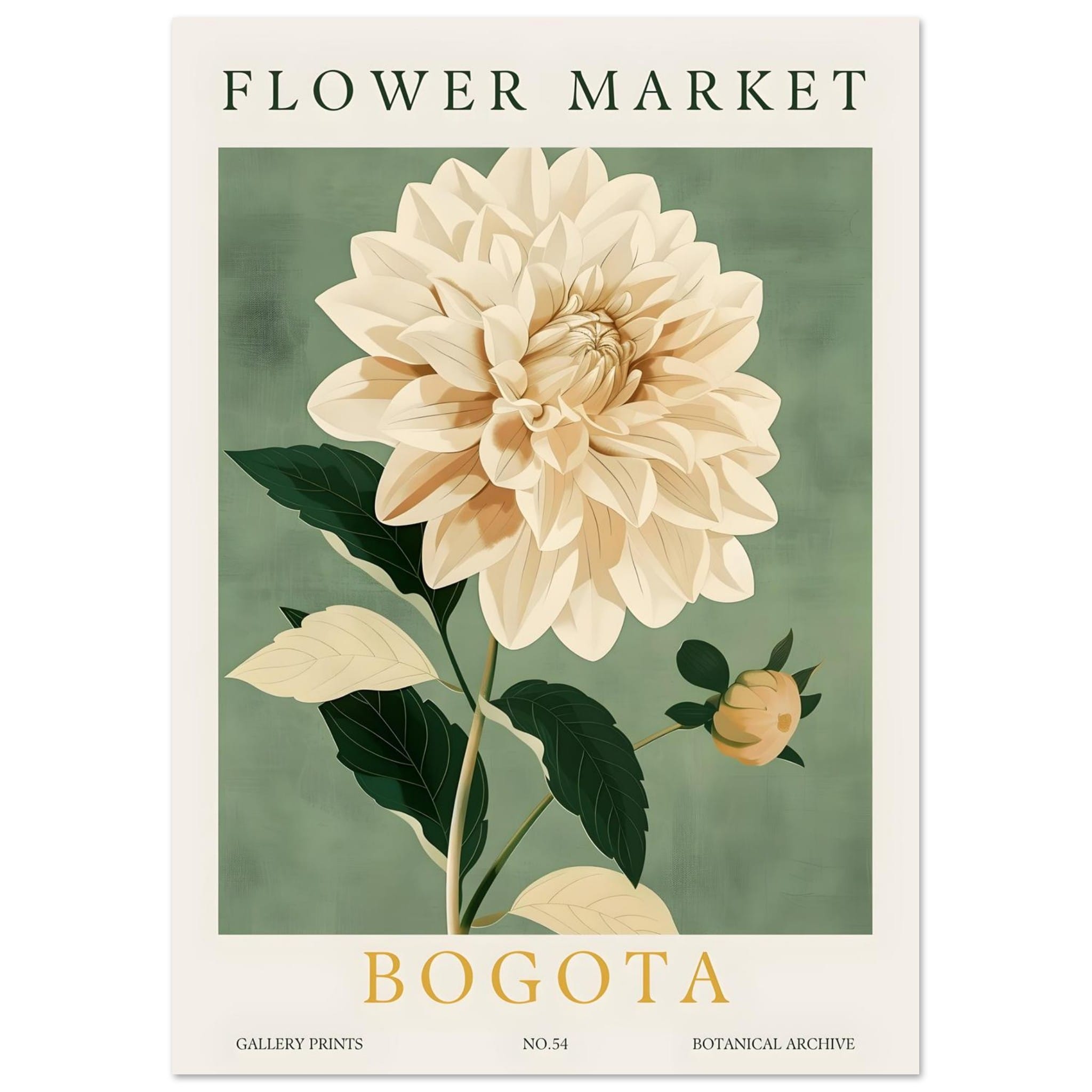 Artfulprints Poster Flower market - Bogota - A4 21x29.7 cm - Groen