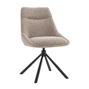 DÉJA Living Eetkamerstoel Malou – Taupe/Zwart – Draaibaar – Set van 2