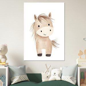Artfulprints Poster Avontuurlijke pony – 70×100 cm – beige Artfulprints Poster Avontuurlijke pony – 70×100 cm – beige