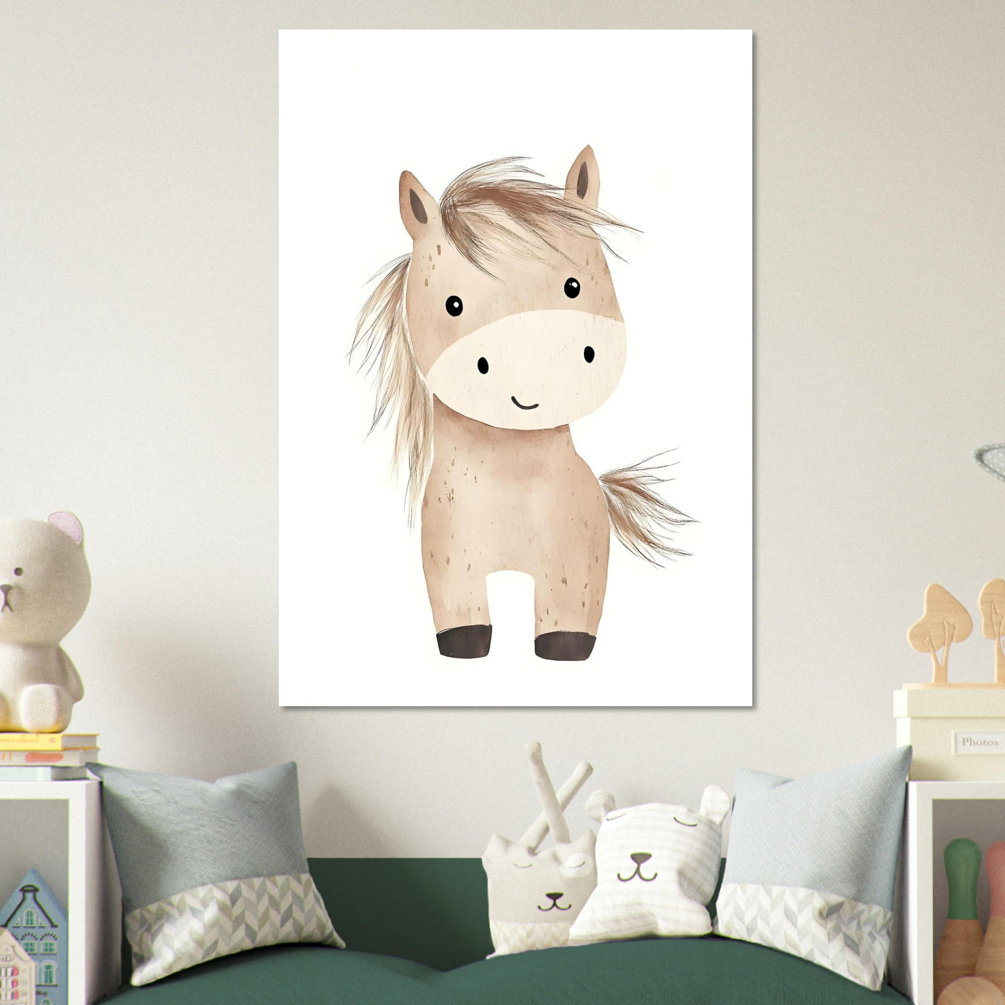 Artfulprints Poster Avontuurlijke pony - 70x100 cm - beige