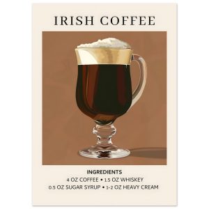 Artfulprints Poster Irish Coffee – Ingrediënten – 50×70 cm – Bruin Artfulprints Poster Irish Coffee – Ingrediënten – 50×70 cm – Bruin