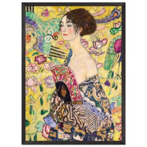 Artfulprints Poster met Lijst Gustav Klimt – Lady with a fan – 50×70 c Artfulprints Poster met Lijst Gustav Klimt – Lady with a fan – 50×70 c