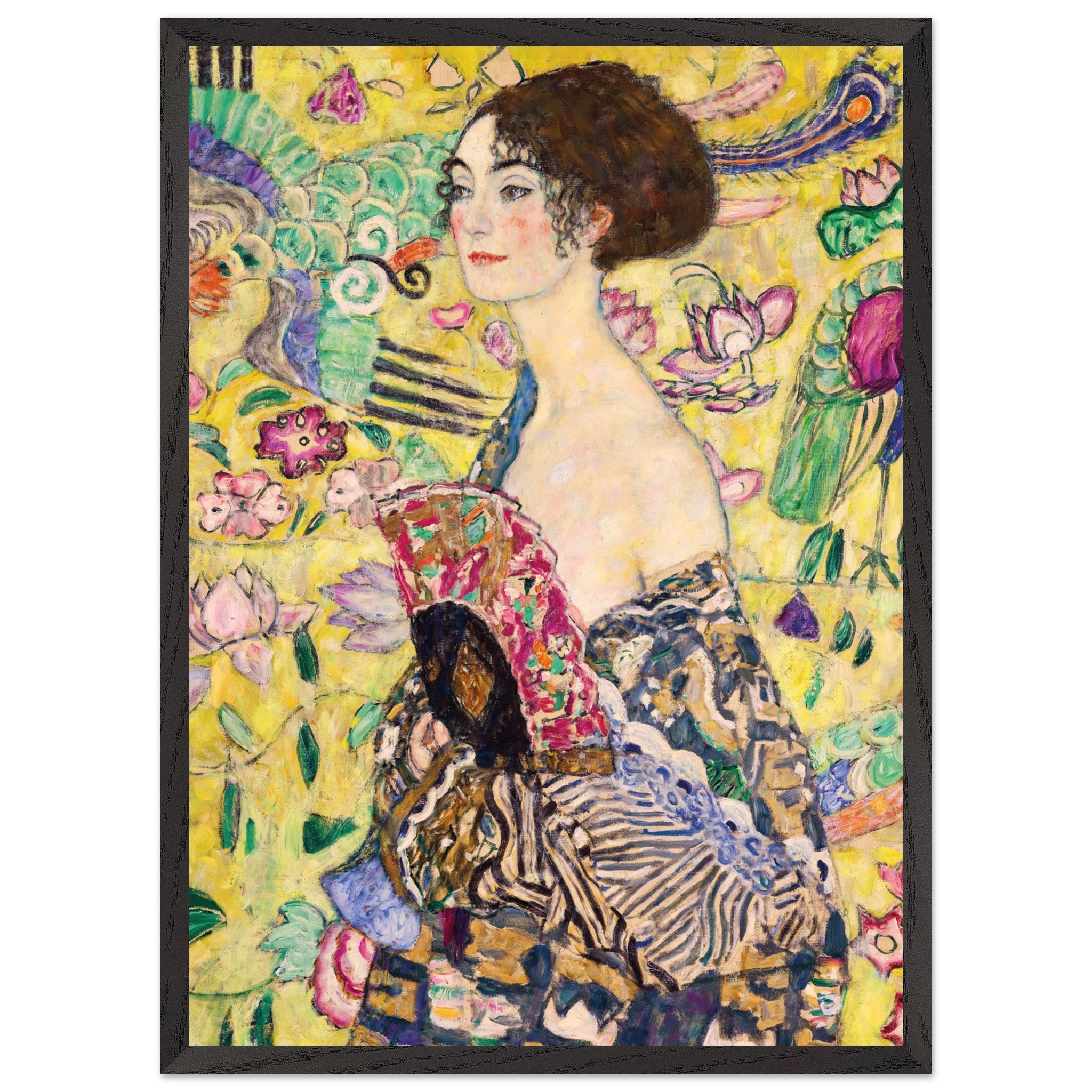 Artfulprints Poster met Lijst Gustav Klimt - Lady with a fan - 50x70 c