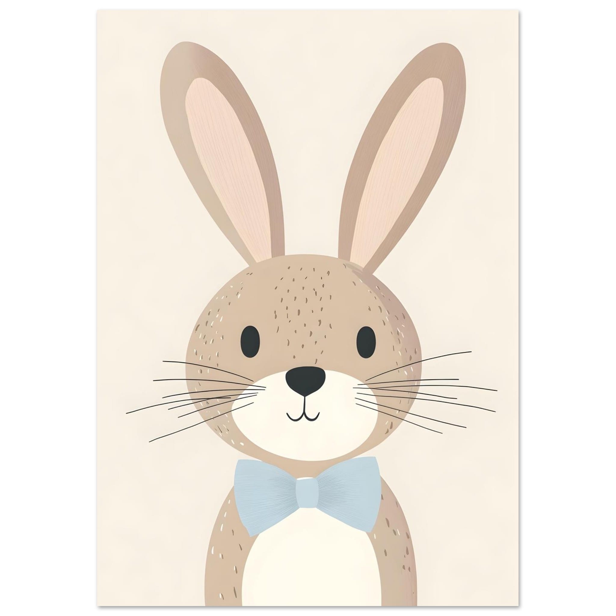 Artfulprints Poster Konijn met strik - A4 21x29.7 cm - Bruin